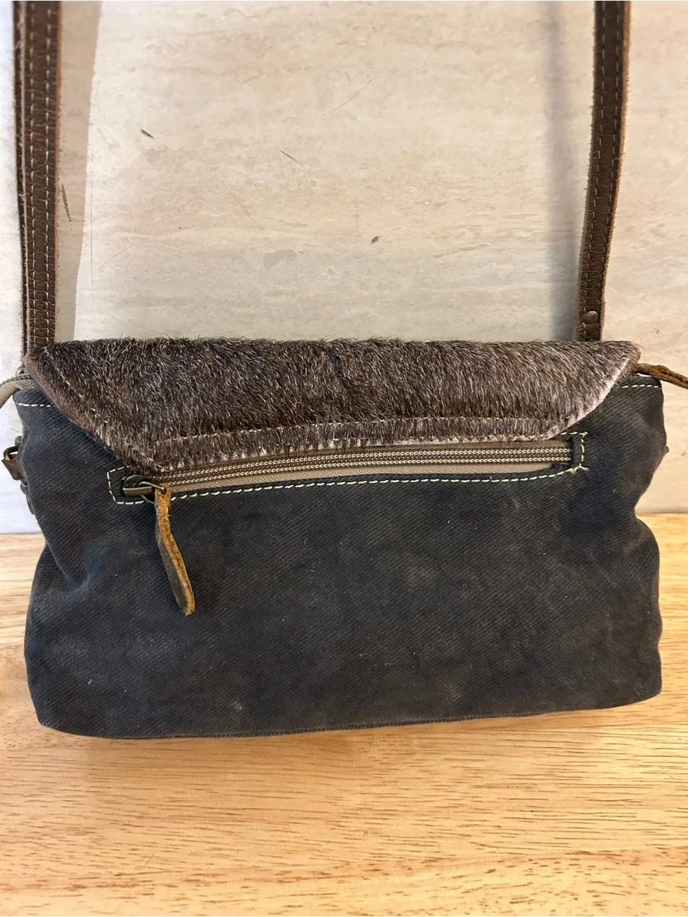 Myra Bag Gray Clandestine Crossbody Cowhide Leather